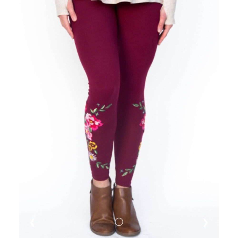 Agnes & Dora Embroidered Leggings Dark Berry